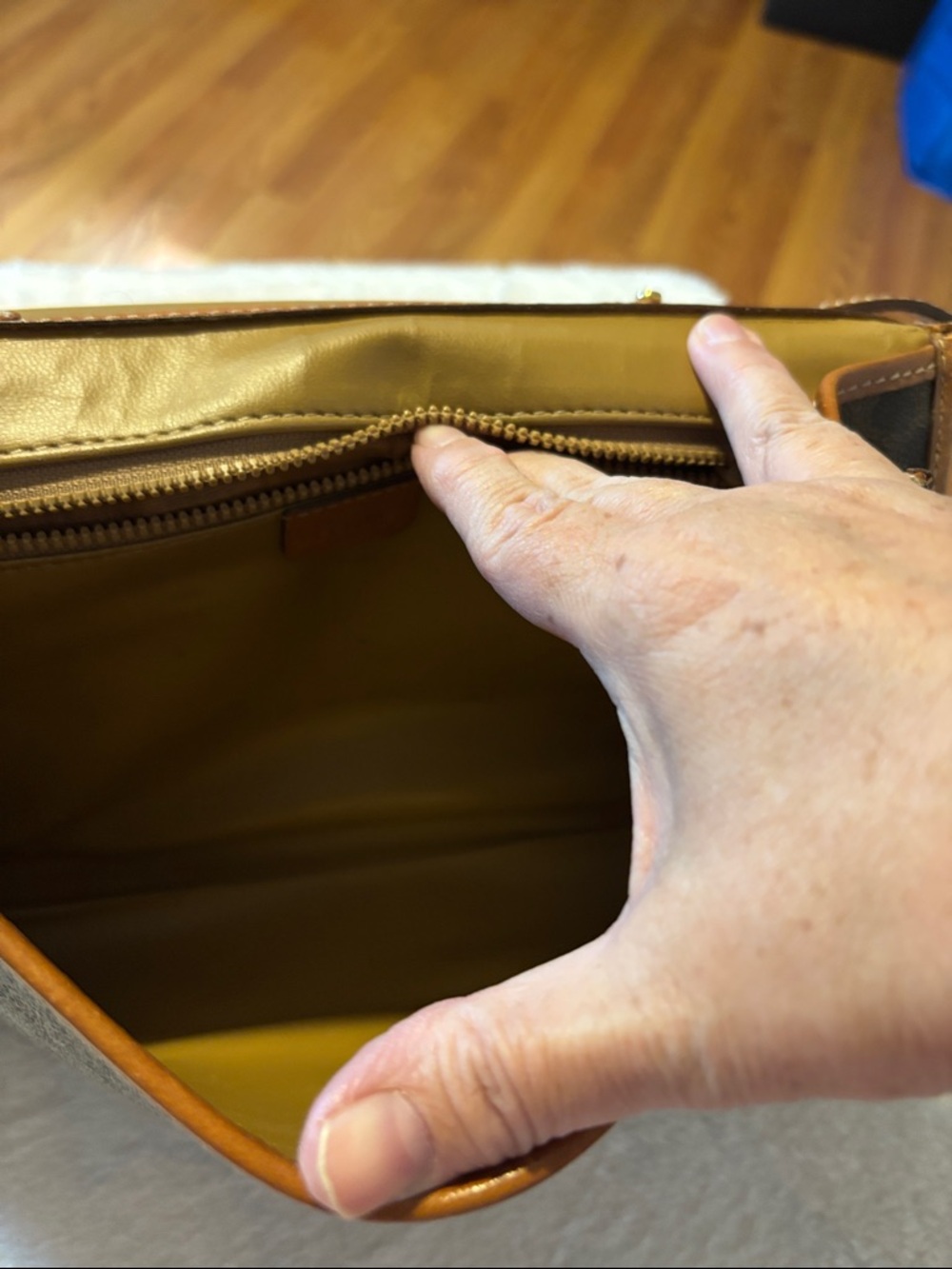 Celine Brown Monogram Canvas Toiletry Clutch with Tan Leather Trim - Picture 8 of 11